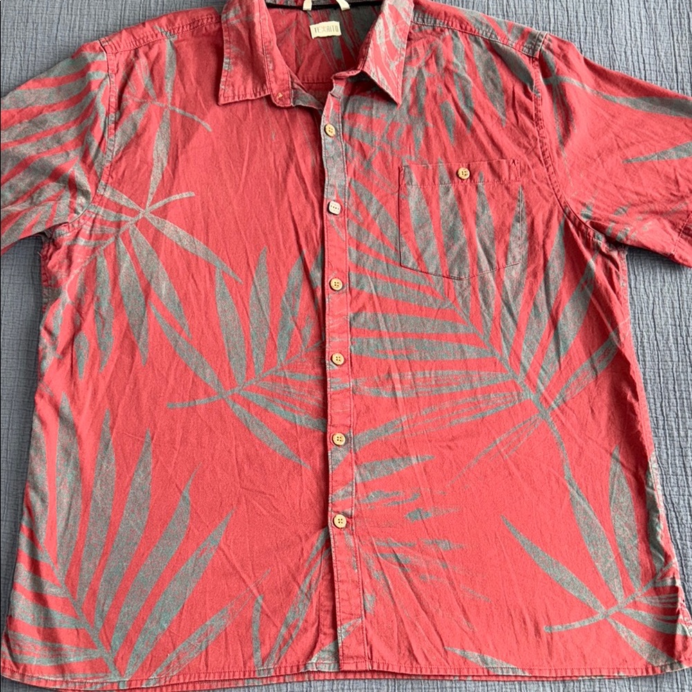 Te Aito Red Hawaiian Modern Warrior Button Down Aloha Shirt EUC 2XL